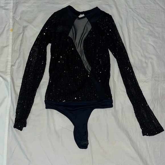 Katherine Mayo Black Woman's Bodysuit Dress With Sleeves Size S - Picture 1 of 5